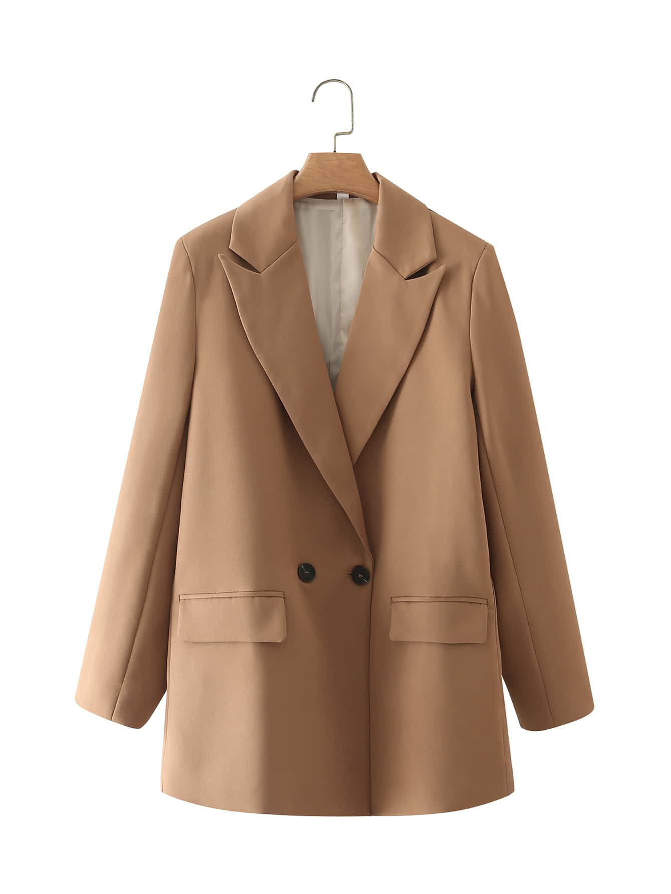 Aveloria Lässiger Einfarbiger Blazer Mit Doppelreihigem Kragen | SHEIN