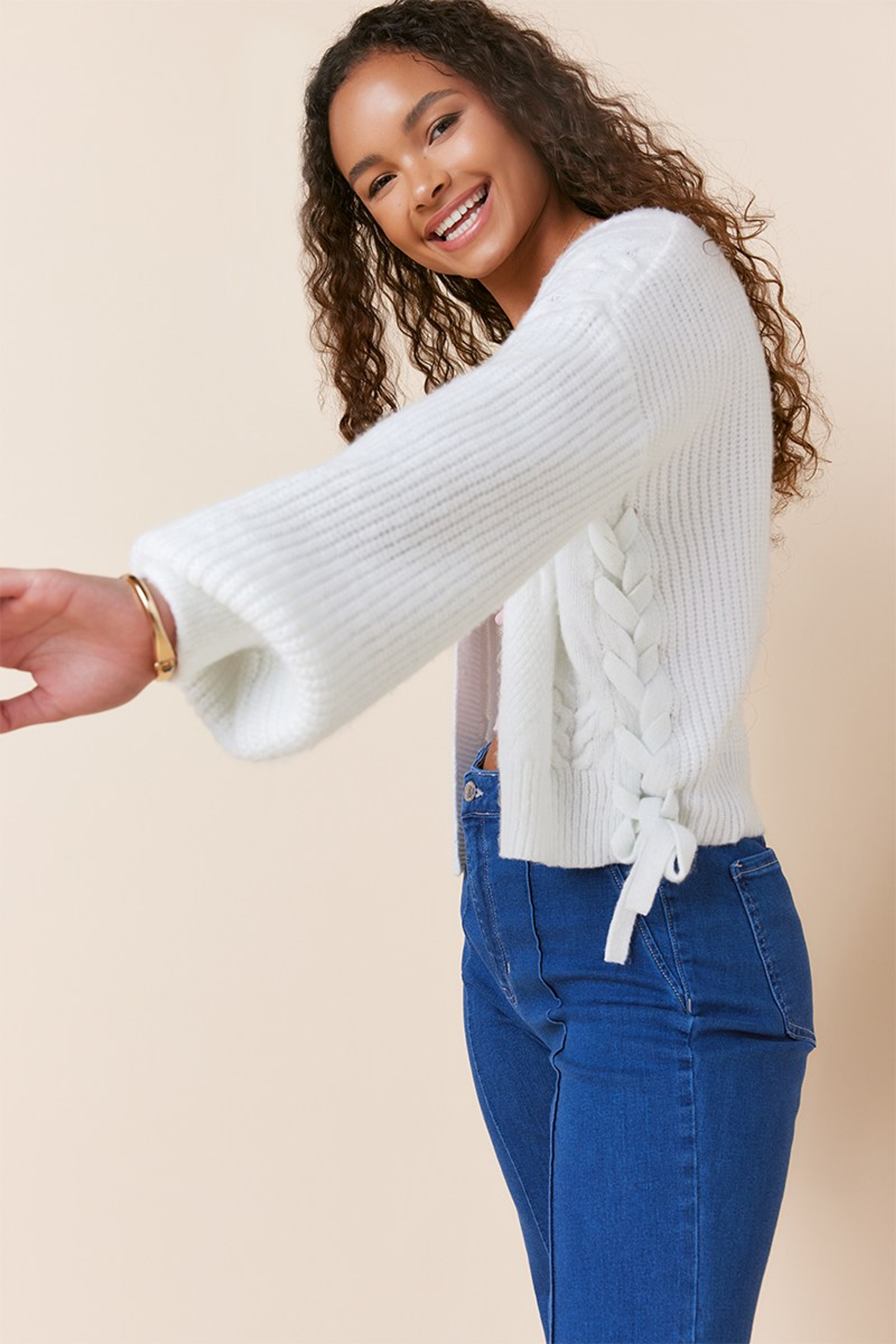 Aurora Side Tie Cable Cardigan | Francesca's