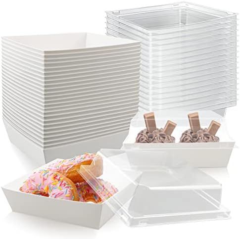 Amazon.com: Vmiapxo 25 Sets Sandwich Craft Paper Box with Clear Lids, Disposable Food Containers ... | Amazon (US)