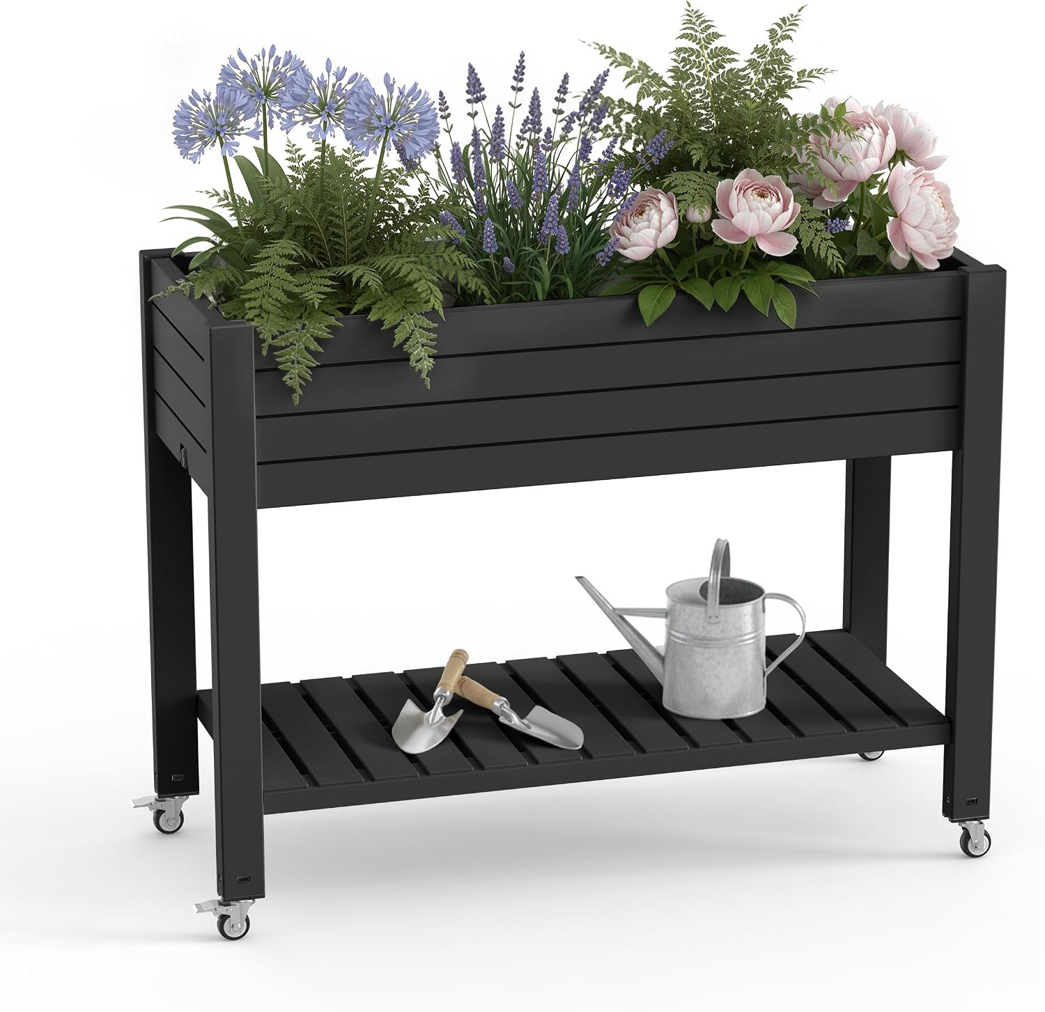 21 Gallon Raised Garden Bed with Legs and Wheels, Raised Planter Box with Drainage Plug and Gauge... | Amazon (US)