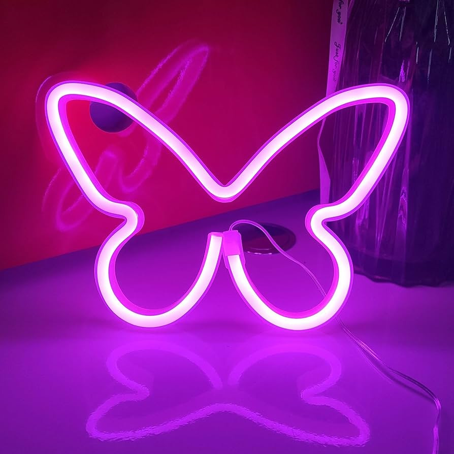 JYWJ Butterfly Neon Sign,USB or 3-AA Battery Powered Neon Light,LED Table Decoration,Bedroom Wall... | Amazon (US)