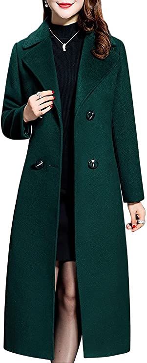 ebossy Women's Elegant Business Wool Coat Double Breasted Winter Long Coat | Amazon (US)