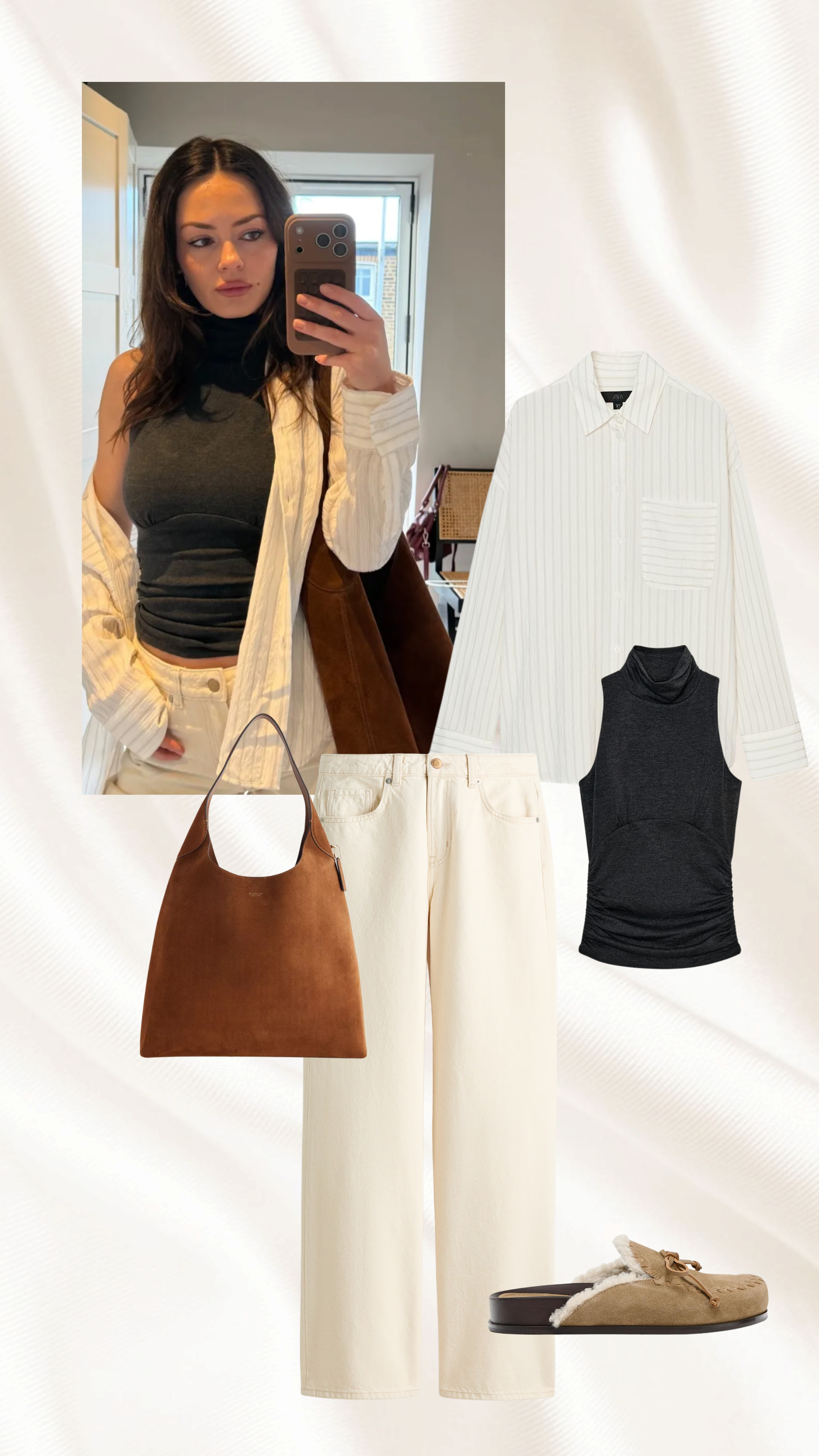 ☁️

Stripe shirt, cream jeans, straight leg jeans, roll neck, sleeveless top, suede tote bag, suede loafers, suede mules, outfit inspiration, spring outfit 

 #LTKuk #LTKspring #LTKjeans