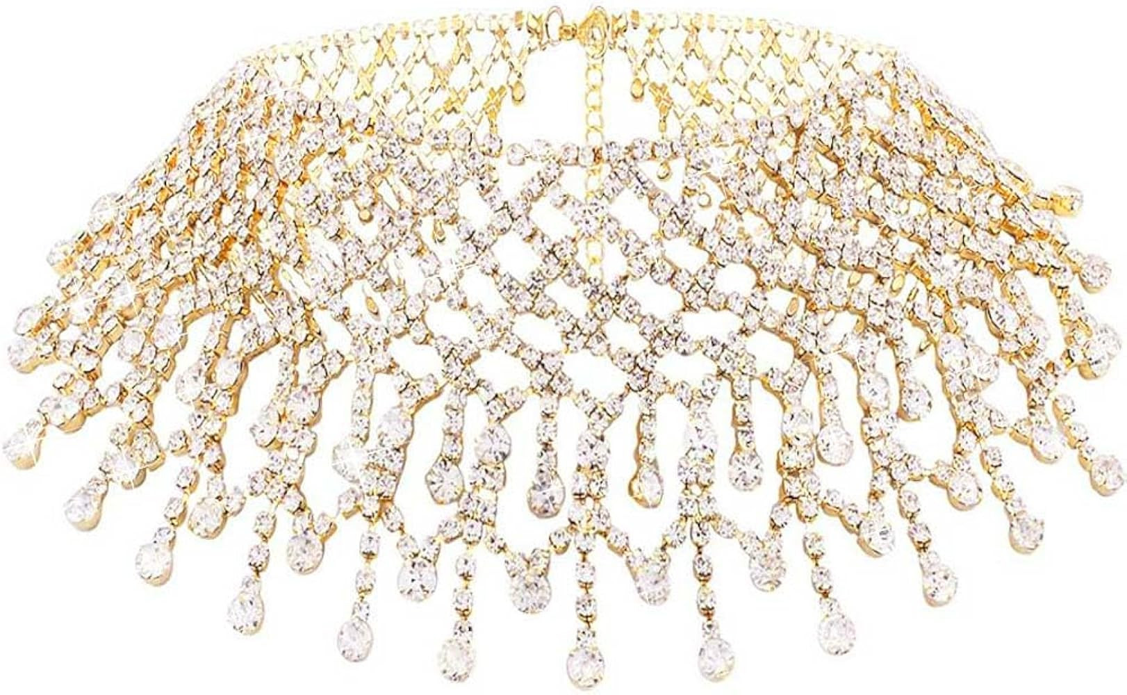 Nicute Rhinestone Choker Necklace Silver Crystal Necklaces Bling Wedding Prom Necklace Jewelry fo... | Amazon (US)