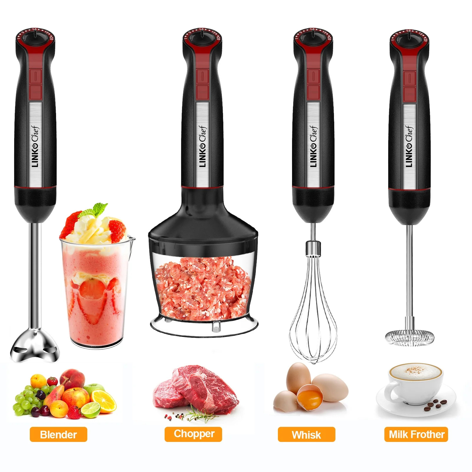 LINKChef Immersion Blender, 20-Speed Hand Blender, 800W 5-in-1 Immersion Hand Blender, Stick Blen... | Walmart (US)