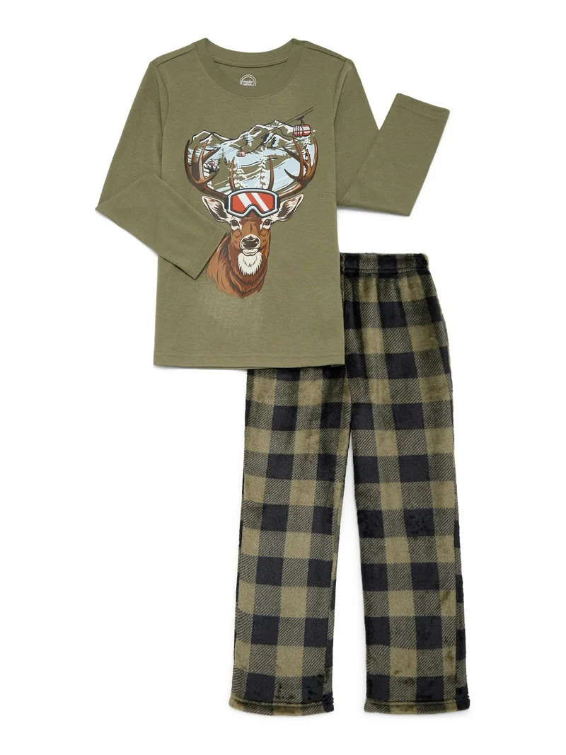 Wonder Nation Boys Long Sleeve Top and Pants Sleep Set, 2-Piece, Sizes 4-16 | Walmart (US)