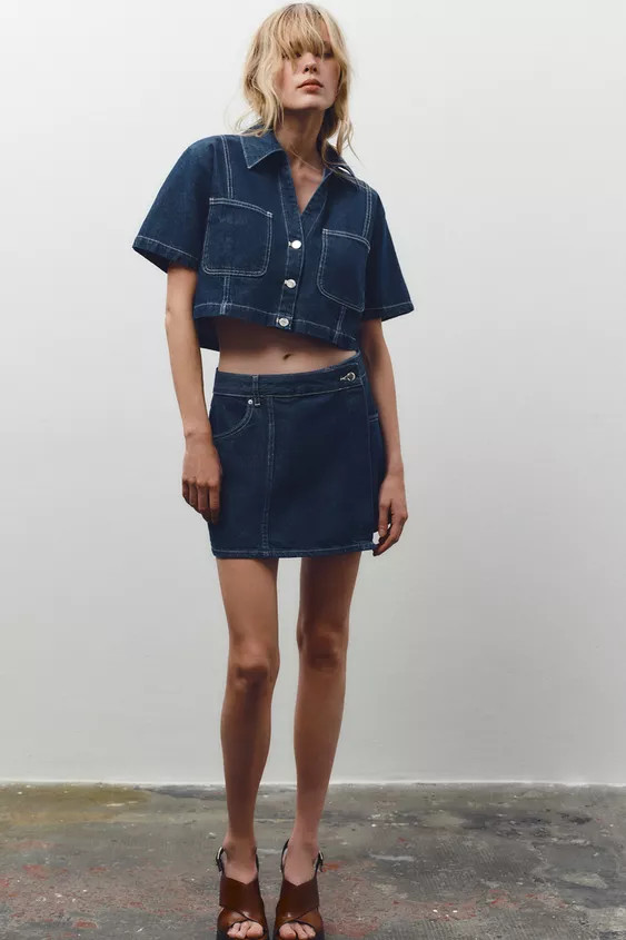 Z1975 WRAP DENIM SKORT | Zara US