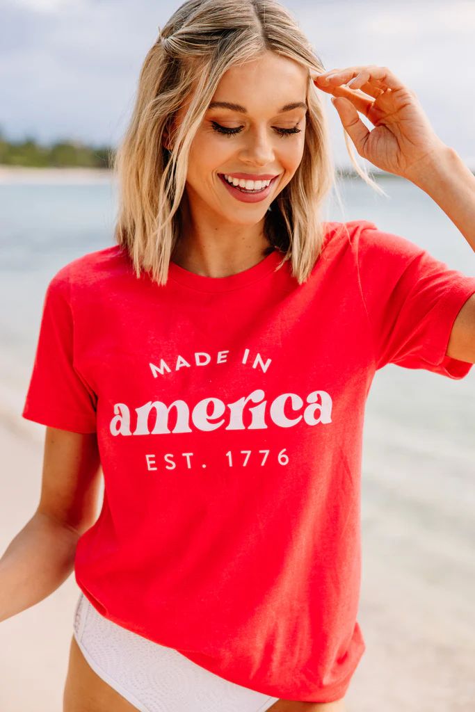 Made In America Heather Red Graphic Tee | The Mint Julep Boutique