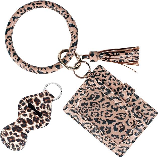 BIHRTC Wristlet Wallet Bracelet Keychain Pocket Card Holder Tassel Keyring with Charpstick Holder... | Amazon (US)