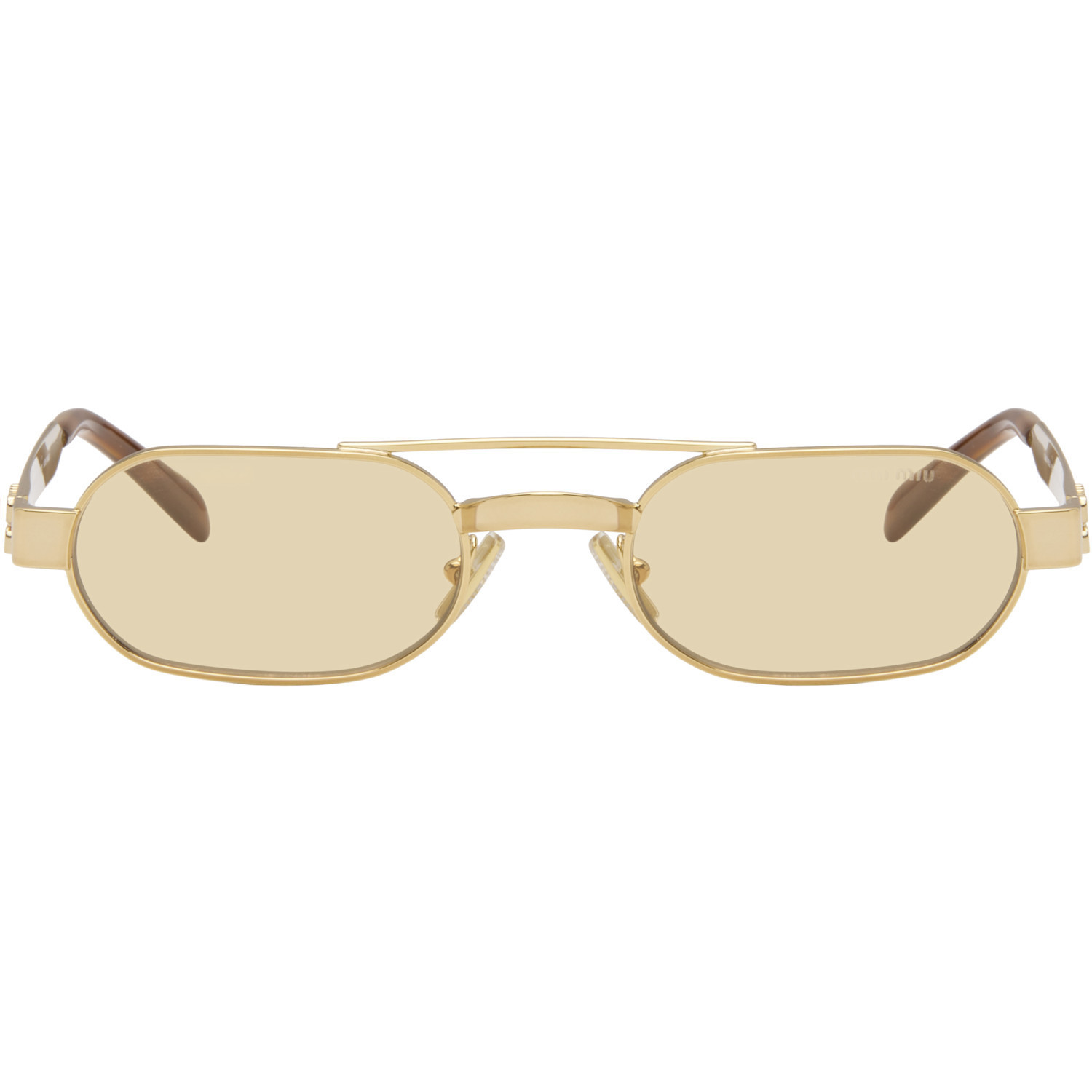 Miu Miu Eyewear Gold Aviator Sunglasses | SSENSE