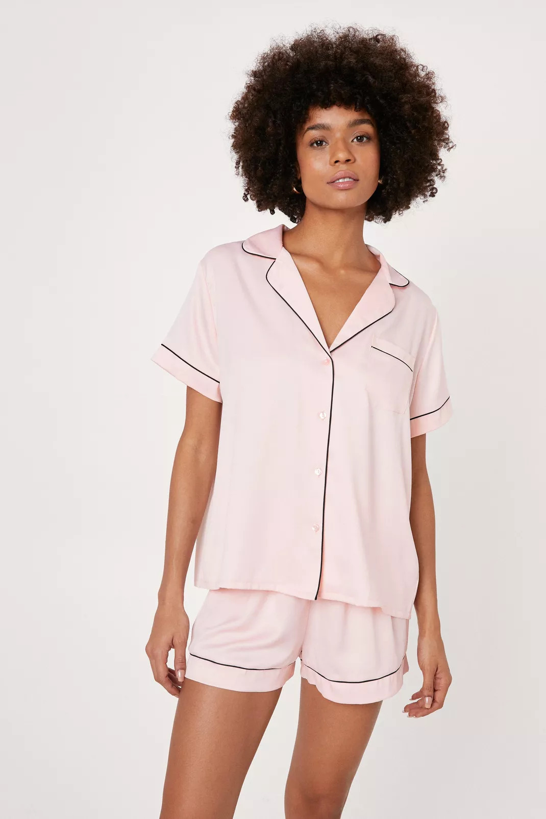 Recycled Satin Contrast Pajama Short Set | Nasty Gal (US)