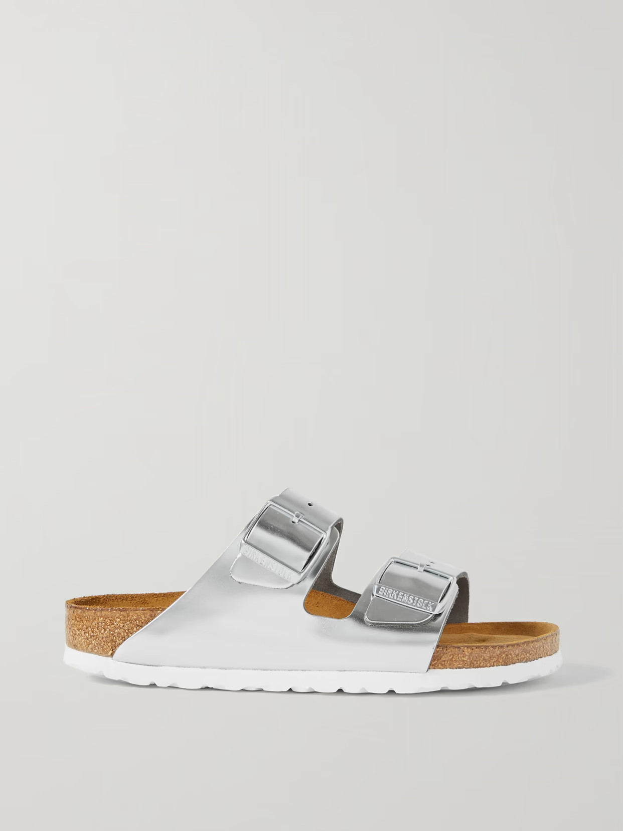 Birkenstock - Arizona Metallic Leather Sandals - Silver | NET-A-PORTER (US)