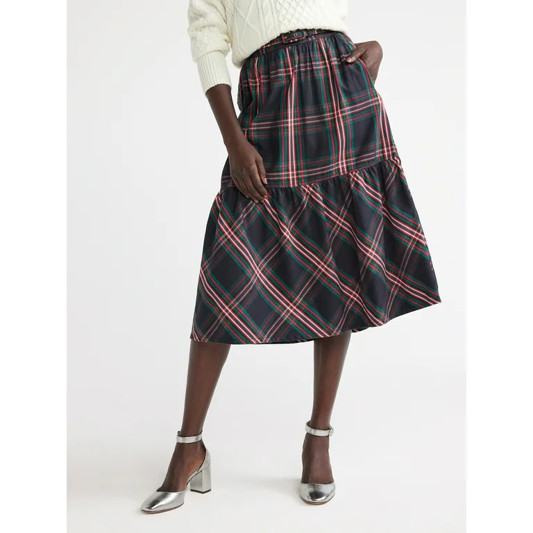 Free Assembly Women's Belted Midi Skirt, Sizes 0-22 | Walmart (US)