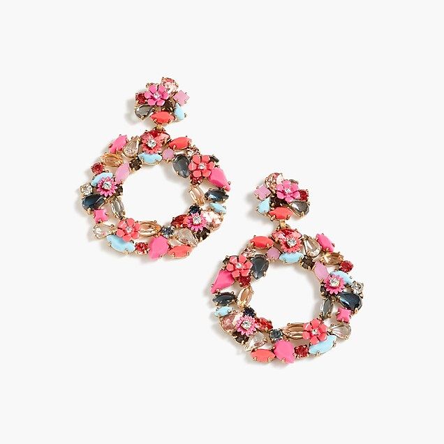 Colorful floral hoop earrings | J.Crew US