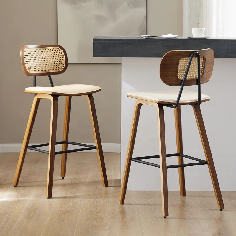 26" Upholstered Rattan Counter Height Stool | Wayfair North America