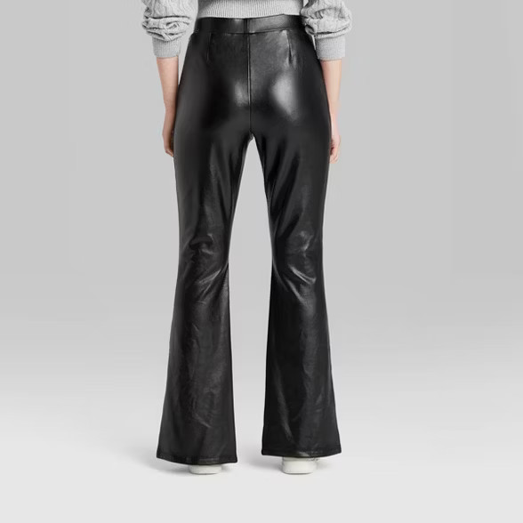 Women's Slit Front Faux Leather Flare Pants - Wild Fable™ | Target