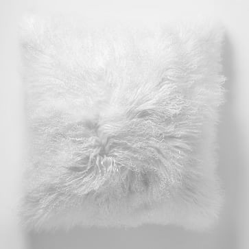 Mongolian Lamb Pillow Cover, 24""x24"" Stone White | West Elm (US)