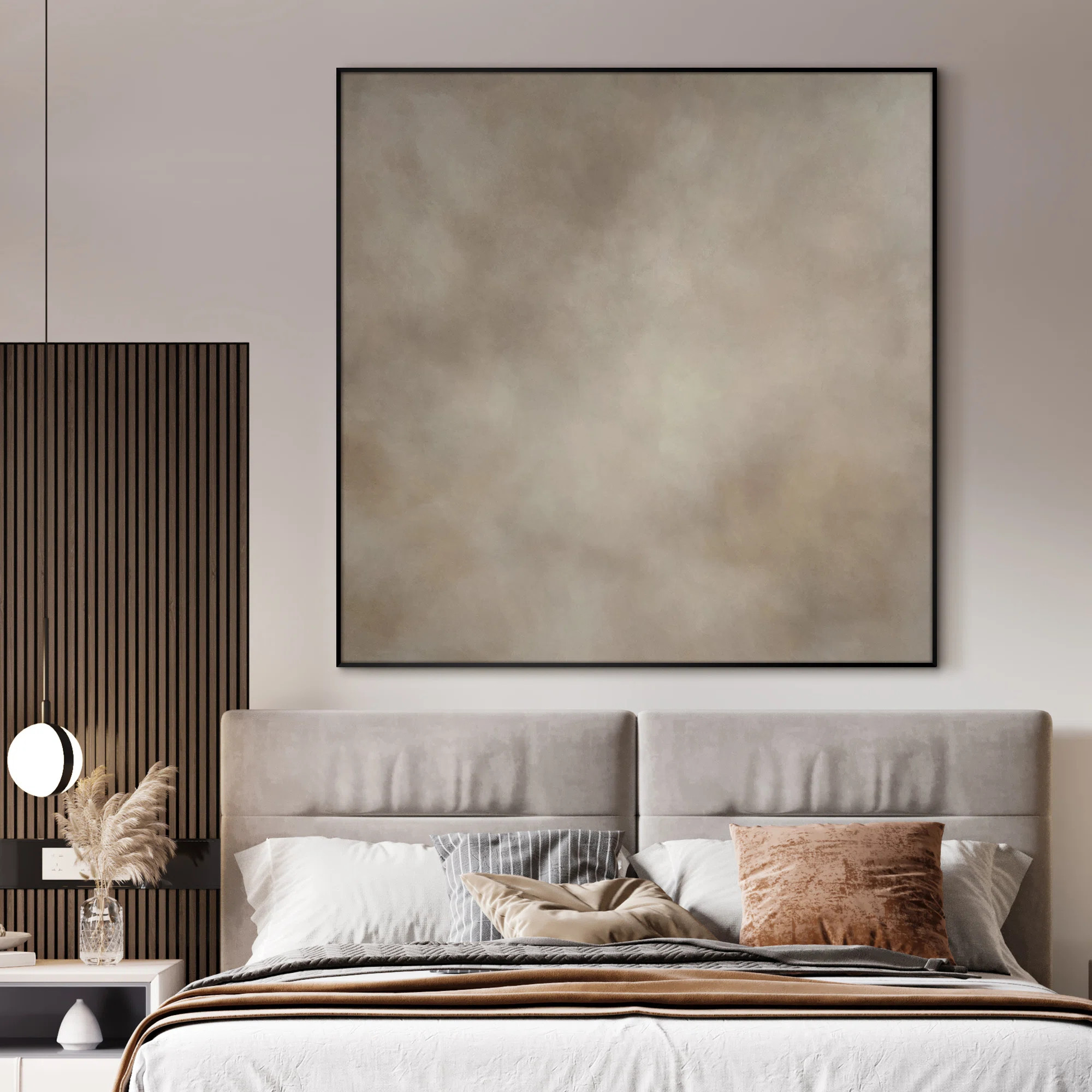 Extra Large Wall Art Fabric Print - Abstract Beige and Taupe Marble Effect Illustrations Artwork ... | Wayfair North America