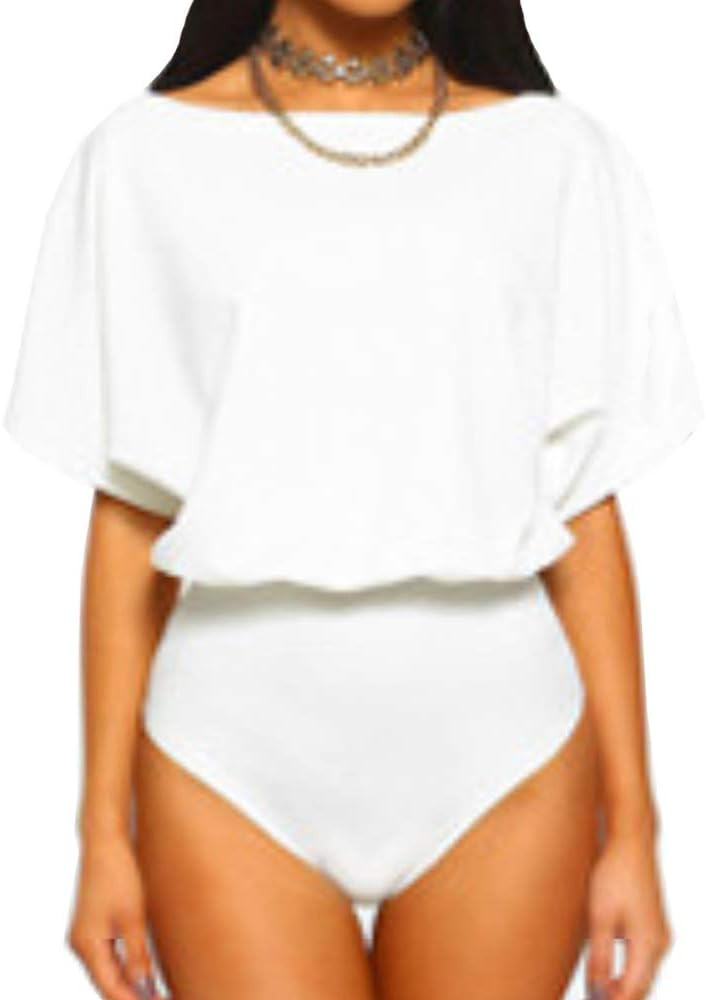 LINMON Women’s Bodysuits Slash Neck Dolman Sleeve T Shirt Leotard Jumpsuit Tops | Amazon (US)