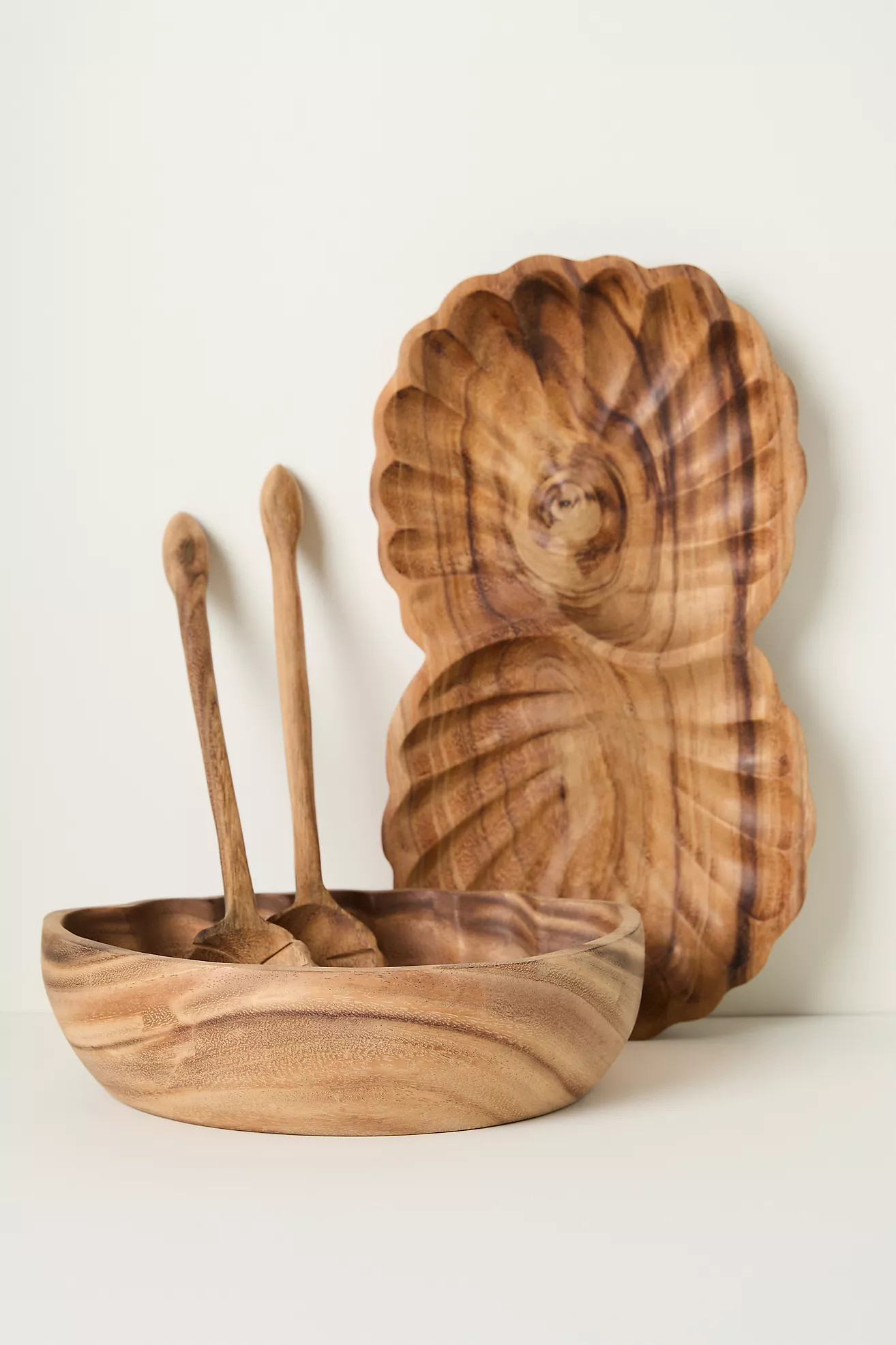 Wood Shell Double Platter | Anthropologie (US)