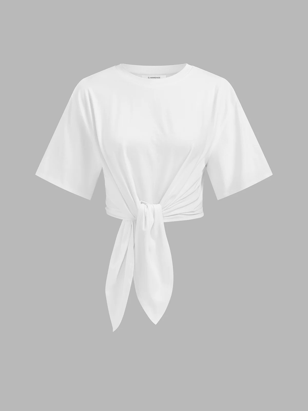 Cotton Knotted Short Sleeve Crop Top | Commense