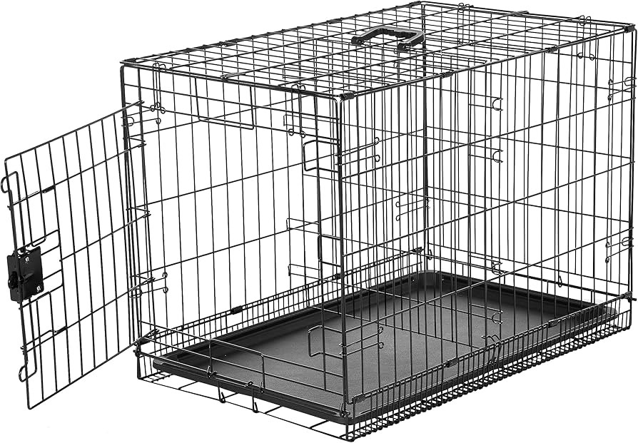 Amazon Basics - Durable, Foldable Metal Wire Dog Crate with Tray, Single Door, 30 x 19 x 21 Inche... | Amazon (US)