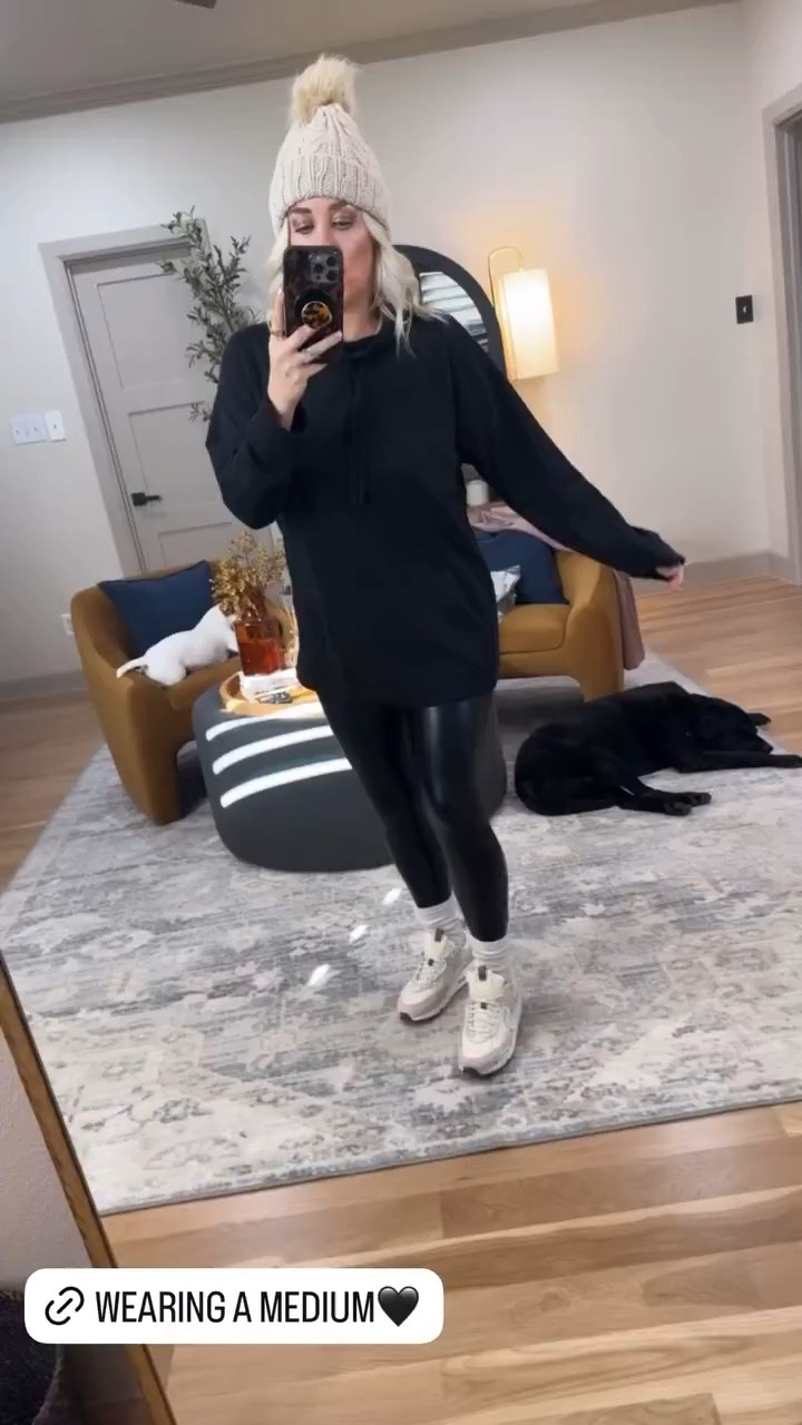 Walmart tunic in black - medium, need large Leather leggings - medium 

#LTKStyleTip #LTKWatchNow #LTKActive