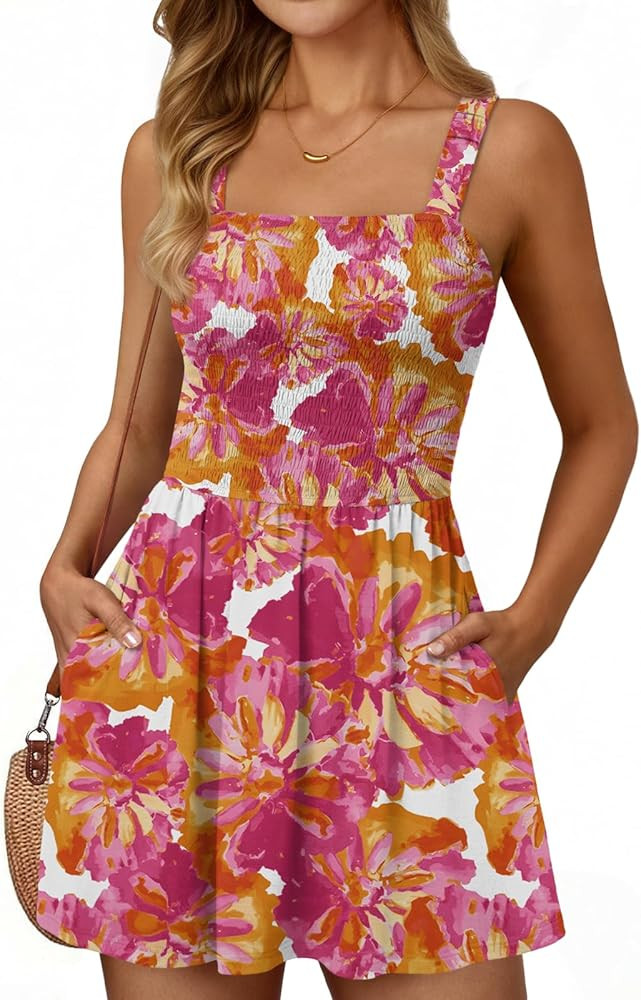 LILLUSORY Womens Summer Dress Beach Vacation Short Sundress Spring Sleeveless Mini Dresses 2026 C... | Amazon (US)