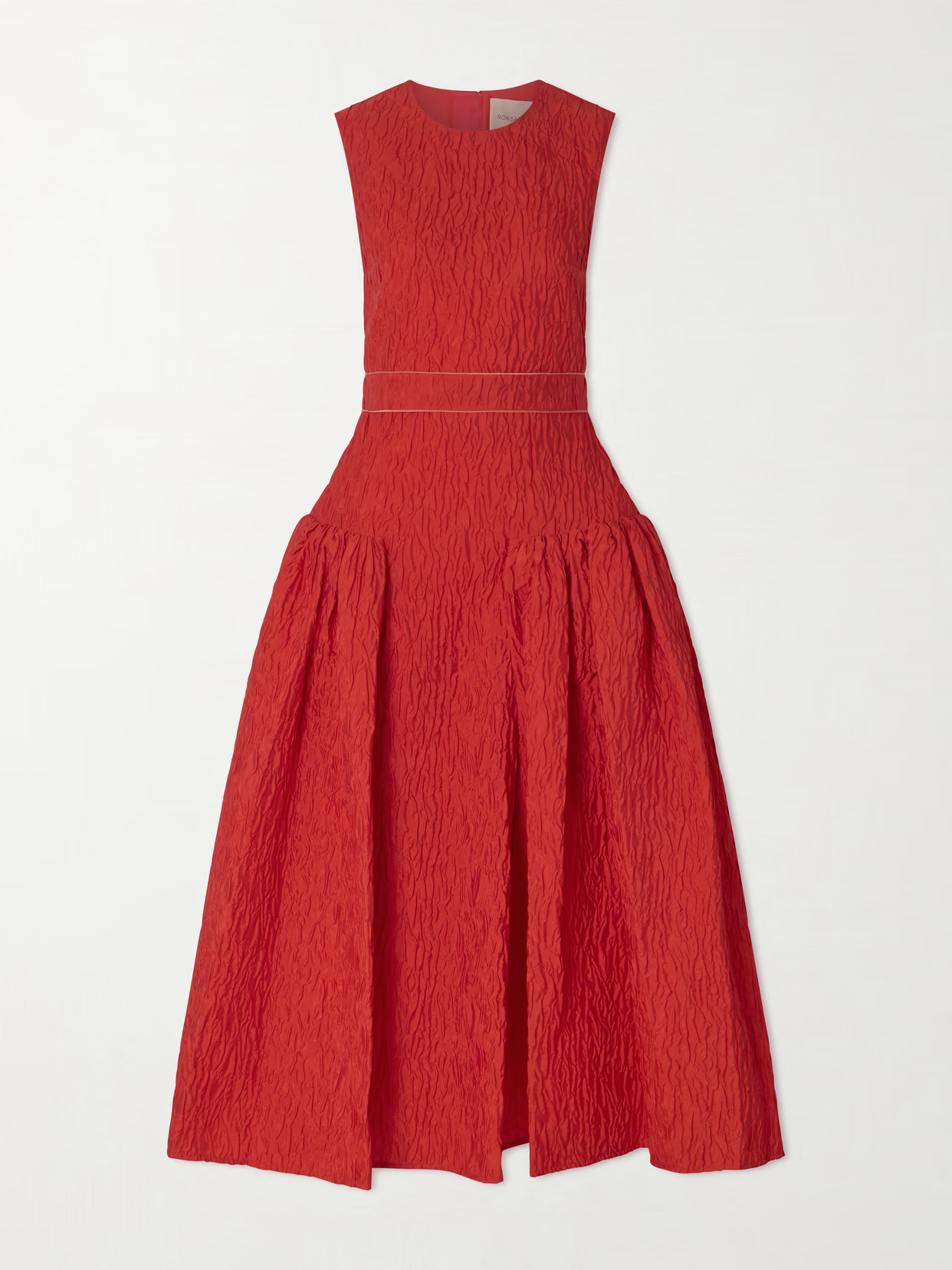 Roksanda - Aya Cloqué Midi Dress - Red | NET-A-PORTER (US)