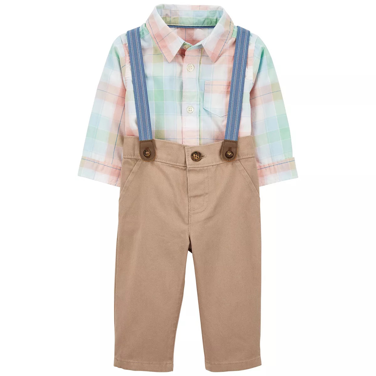 Baby Boy Carter's Bodysuit, Pants & Suspenders Set | Kohl's