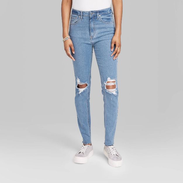 Women's Super-High Rise Distressed Skinny Jeans - Wild Fable™ Medium Wash | Target