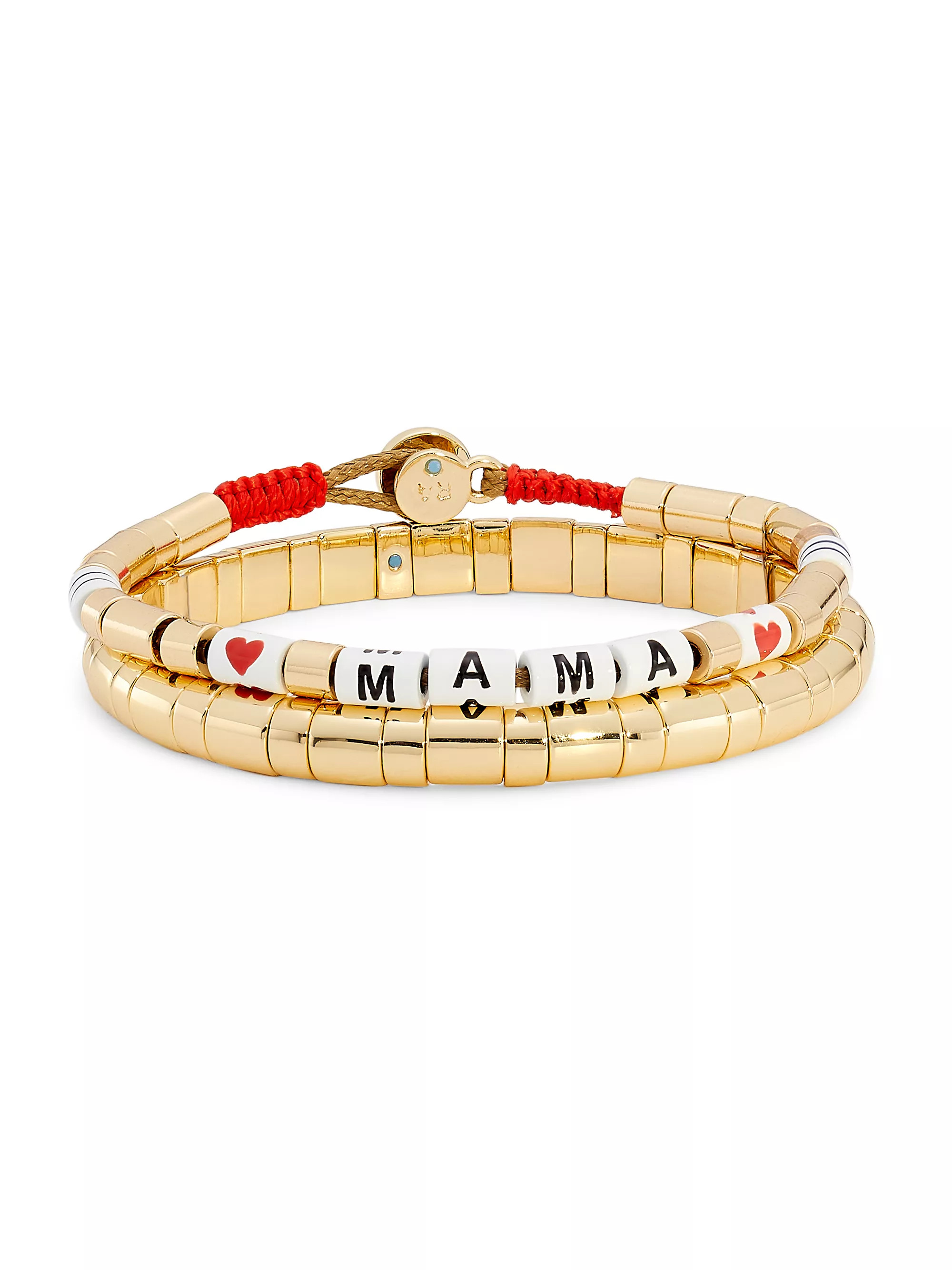 Mama Gold 2-Piece Enamel & Cubic Zirconia Bracelet Set | Saks Fifth Avenue