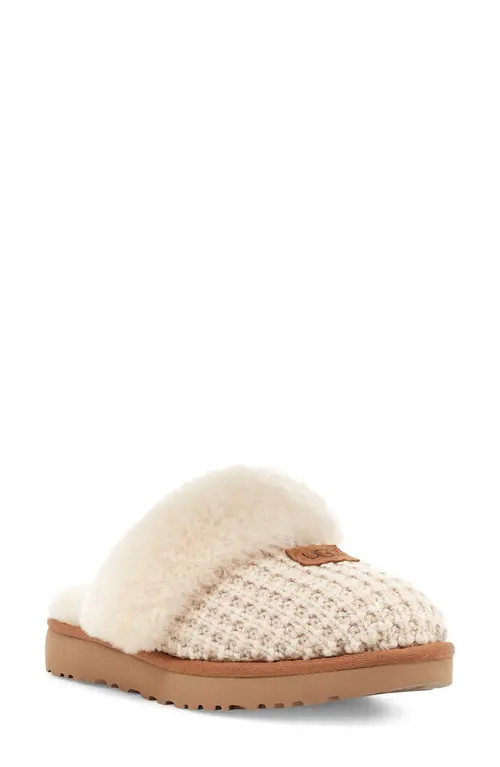 UGG(r) Cozy Knit Genuine Shearling Slipper in Cream Knit at Nordstrom, Size 5 | Nordstrom