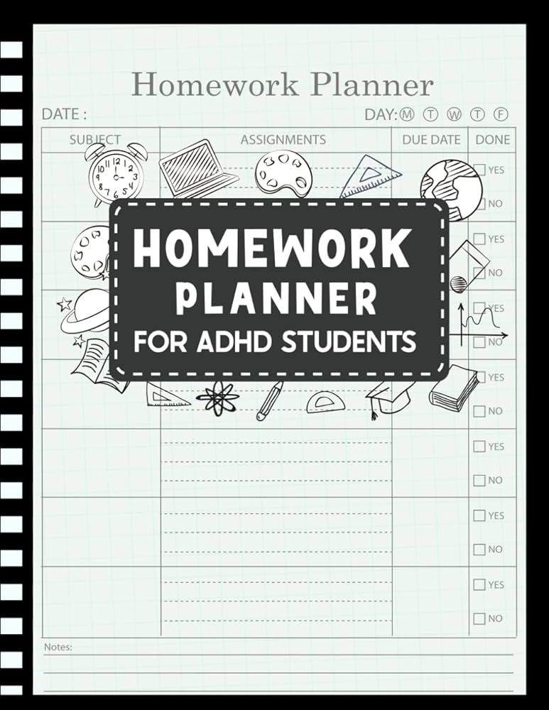 Homework Planner for ADHD Students: Undated Daily Assignment Journal for Teens, high School and C... | Amazon (US)