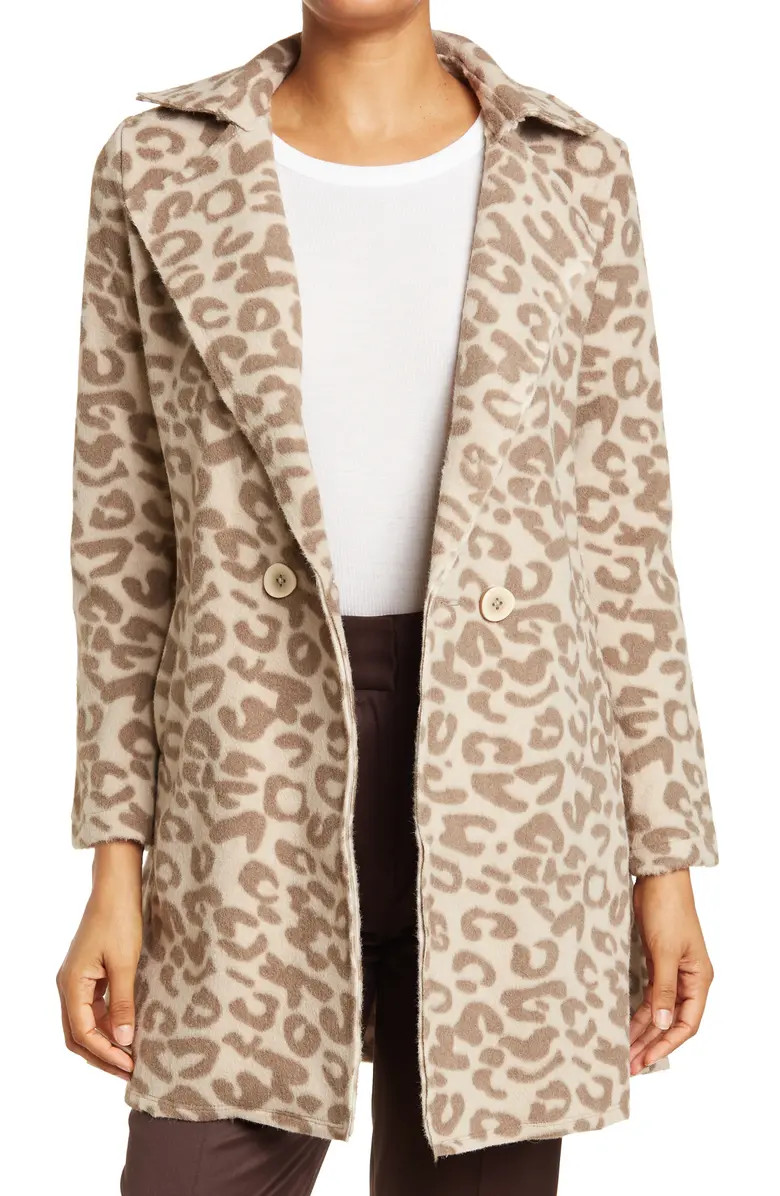 PATRIZIA LUCA Leopard Print Notch Lapel Car Coat | Nordstromrack | Nordstrom Rack