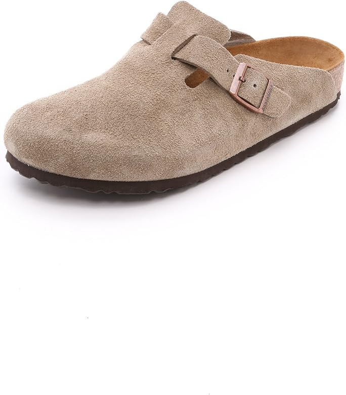 Birkenstock Men's Suede Soft Footbed Boston Clogs | Amazon (US)