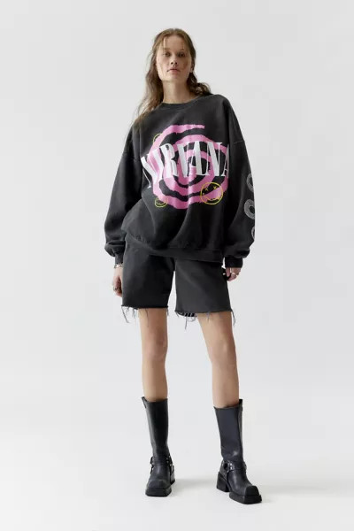 Nirvana Helix Smile Oversized Crew Neck Sweatshirt | Urban Outfitters (US and RoW)