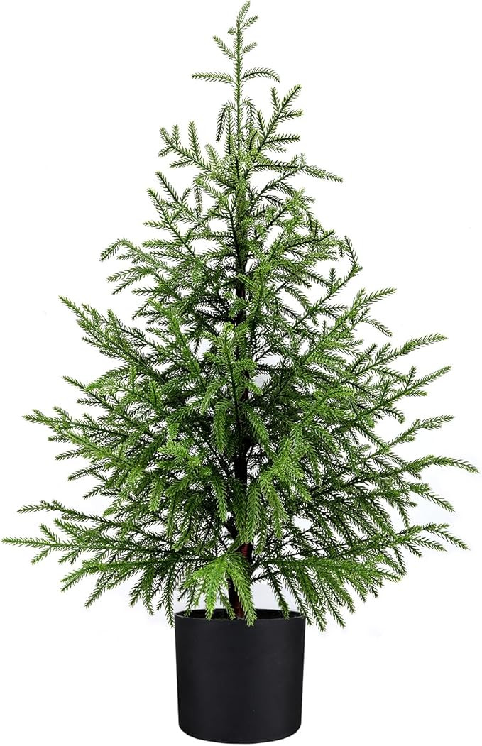 3FT Artificial Norfolk Pine Christmas Tree Real Touch Faux Tree with Black Pot, Realistic Indoor ... | Amazon (US)