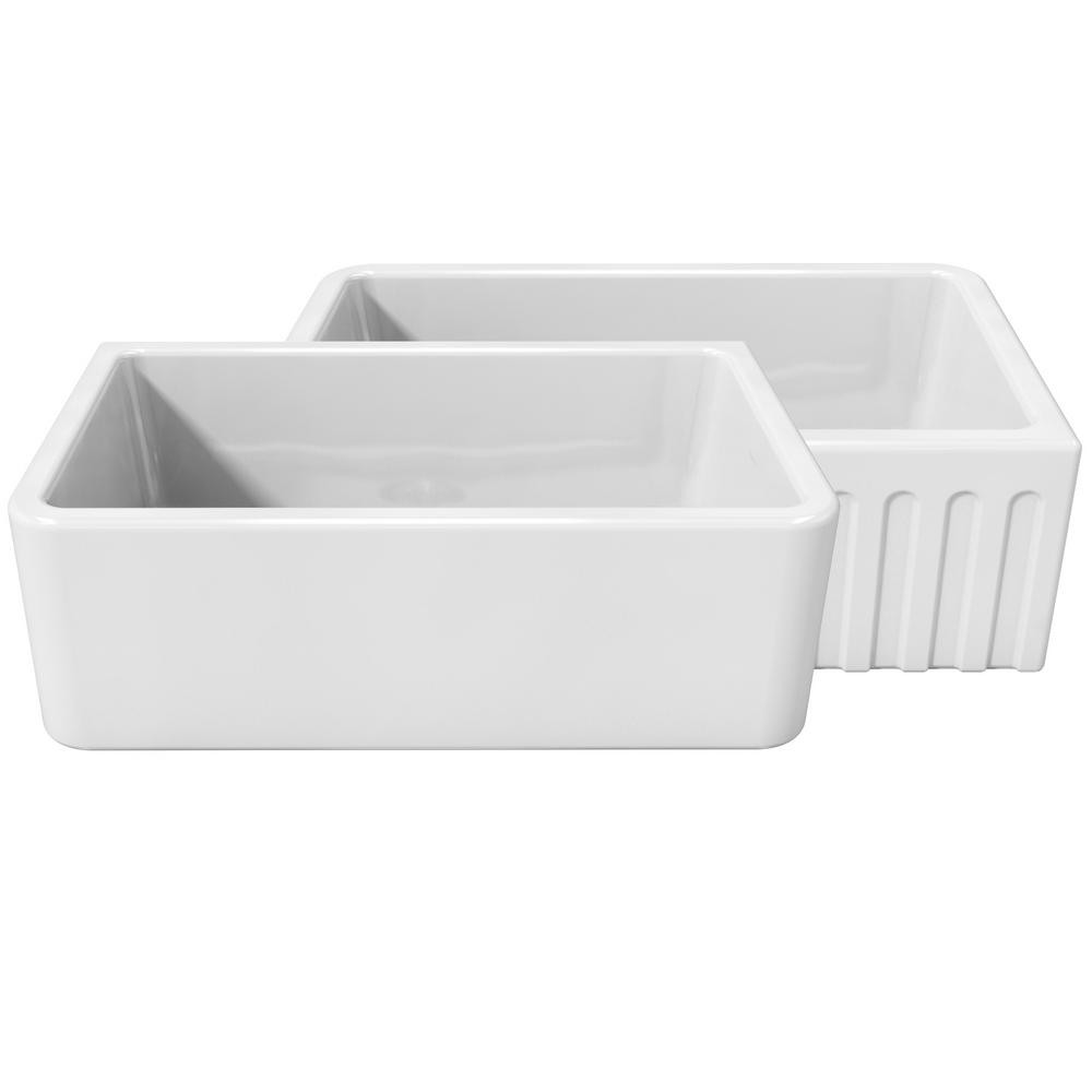 LaToscana La Toscana Farmhouse Apron-Front Fireclay 30 in. Single Basin Kitchen Sink in White | The Home Depot