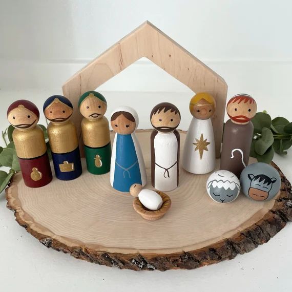 Wooden Peg Doll Nativity Scene | Etsy | Etsy (US)