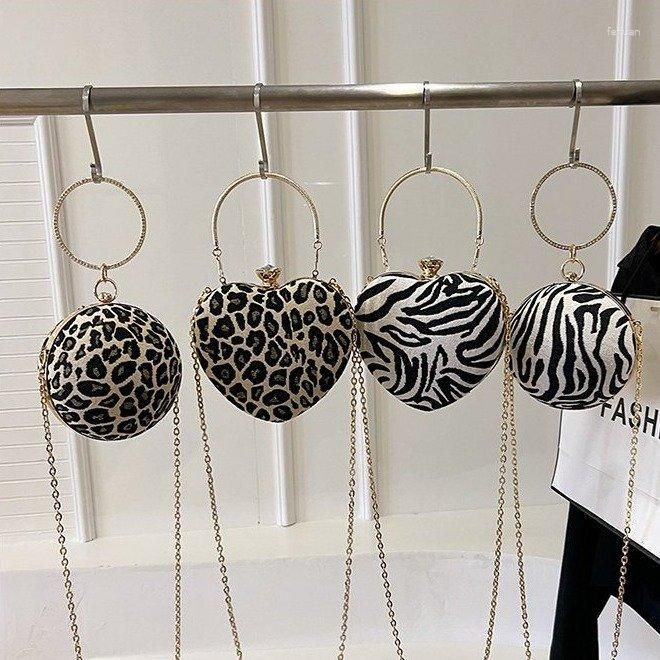 Evening Bags 2024 Spherical Bag Leopard Print Handbag Heart-shaped Crossbody All-match Chain Shou... | DHGate