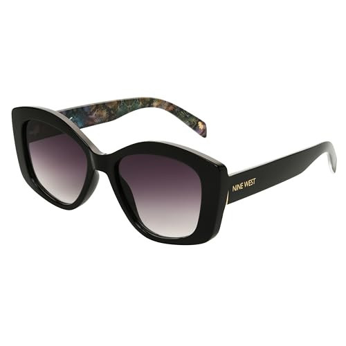 Nine West Women's Anaïs Butterfly Sunglasses, Black, 55 mm | Amazon (US)