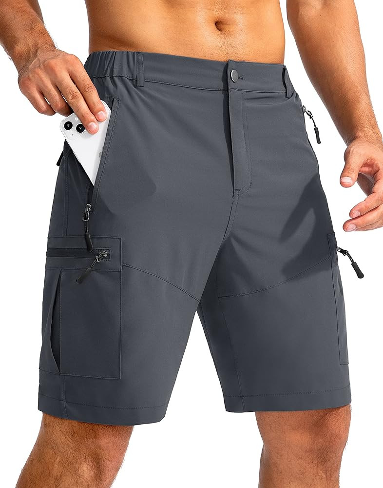 Pudolla Men's Hiking Cargo Shorts 9" Lightweight Outdoor Work Shorts for Men Travel Golf Camping ... | Amazon (US)