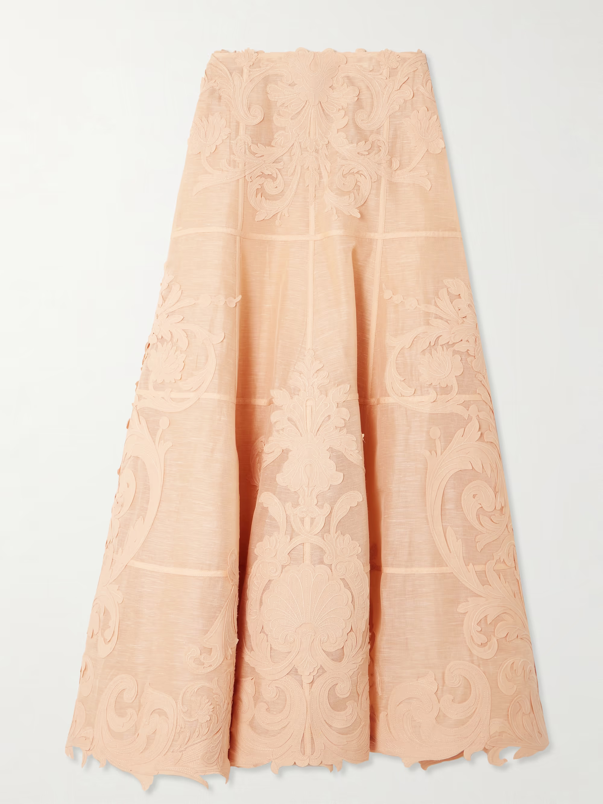 Rebellion appliquéd linen and silk-blend midi skirt | NET-A-PORTER (US)
