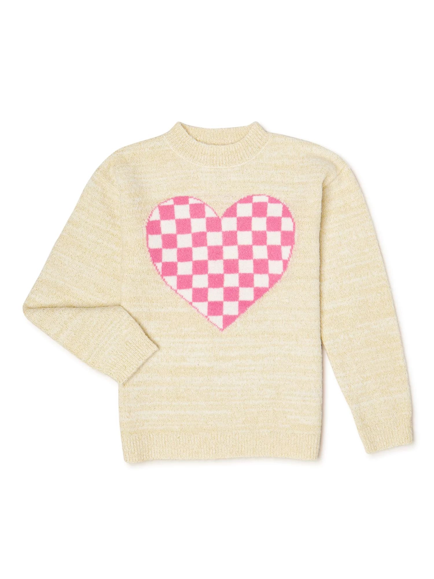 Wonder Nation Girls Embellished Sweater with Long Sleeves, Sizes 4-18 & Plus | Walmart (US)
