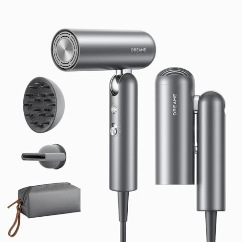 Dreame Pocket Pro Hair Dryer, Dual Voltage Travel Blow Dryer with Diffuser, 1300W Professional HighSpeed Ionic Hair Blower, Fast Drying, Low Noise, Lightweight, No Heat Damage, Global Travel 120V/240V | Amazon (US)