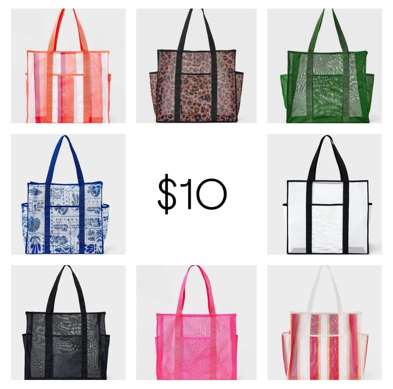 $10 Mesh Beach Totes from Target! 🎯 

I have not color matched these yet but will as I see in store.  I have the leopard as a Dark 🍂 but think it could also work for those who look best in Darker ❄️ colors.