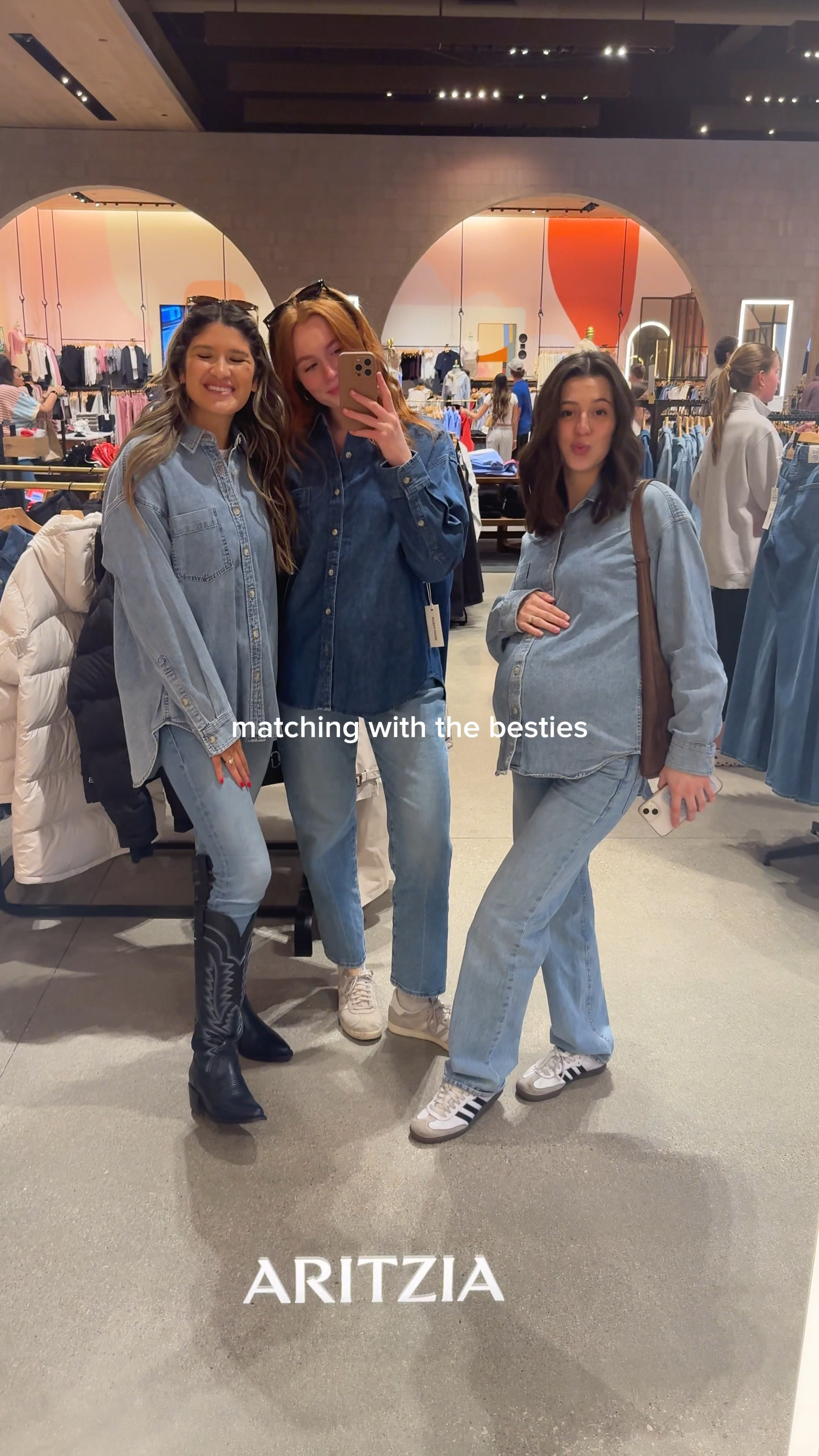 This is your sign to snag these denim shirts from Aritzia. We each got one in a different wash 💙👯‍♀️ The oversized style even fits my friends bump ☺️

#LTKmodest #LTKstyletip #LTKmaternity
