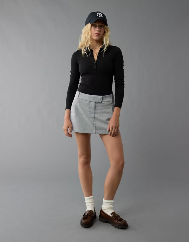 AE Long-Sleeve Collared Bodysuit | American Eagle Outfitters (US & CA)