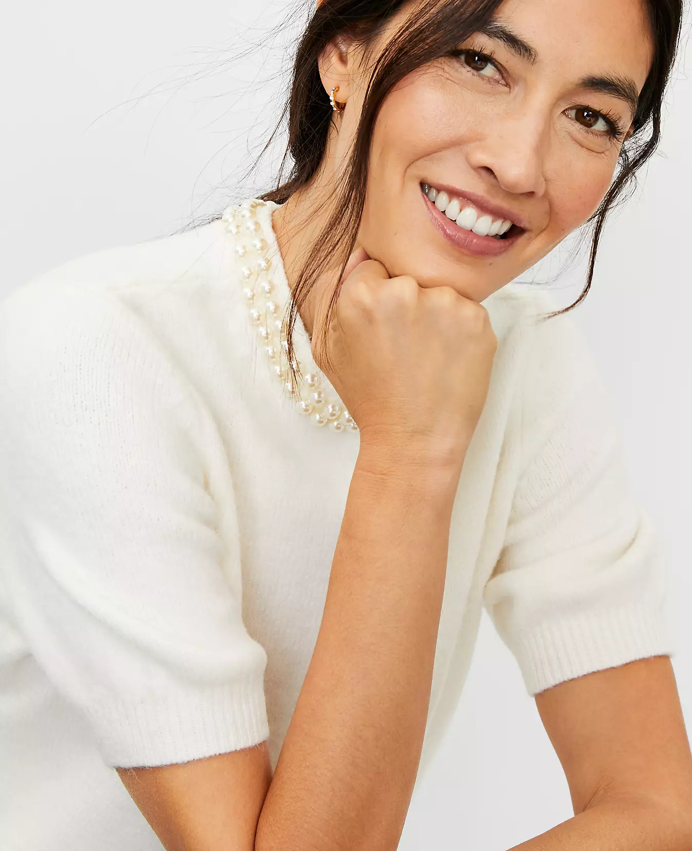 Pearlized Trim Sweater Tee | Ann Taylor (US)